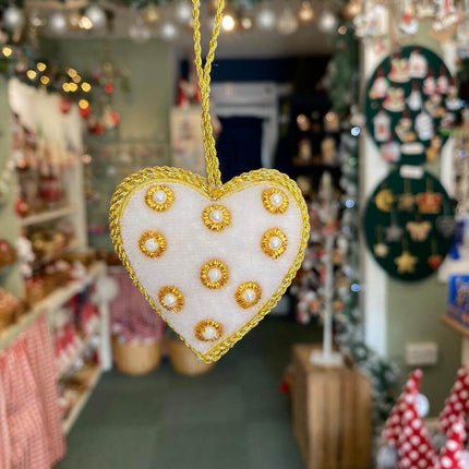 Embroidered White &amp; Gold Decorations image 0