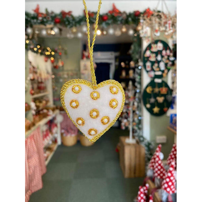 Embroidered White &amp; Gold Decorations image 0