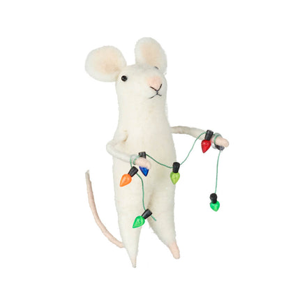 WOOL MOUSE WITH CHRISTMAS LIGHT GARLAND image 0