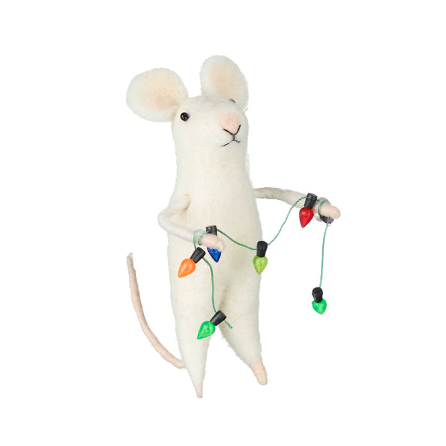 WOOL MOUSE WITH CHRISTMAS LIGHT GARLAND image 0