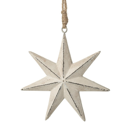 CREAM WOODEN STAR WITH TWINE HANGER image 0