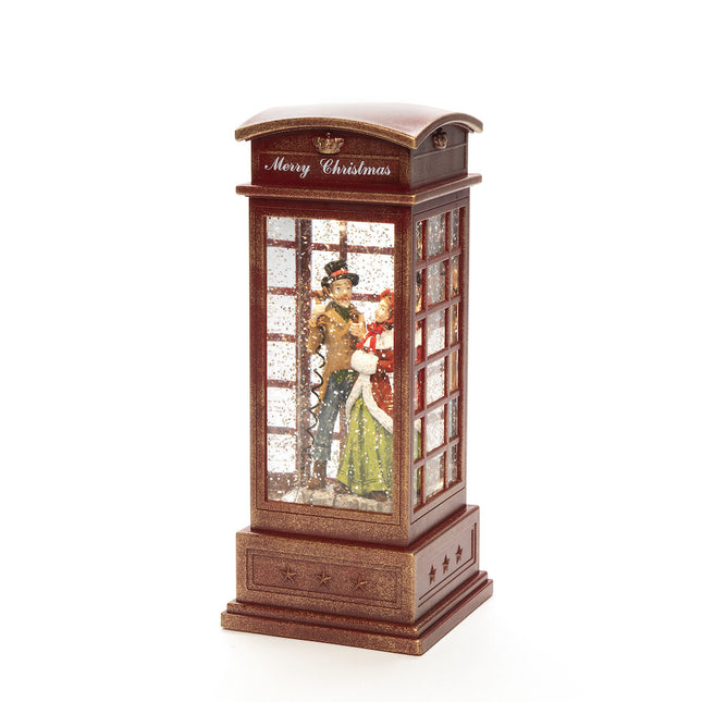 Water Lantern (Red) Telephone Box with Dickensian Couple image 0