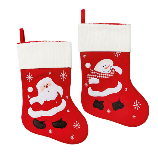 red christmas stocking santa / snowman image 0