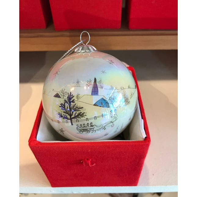Hand Painted Glass Bauble - Pearlescent Village Scene image 0
