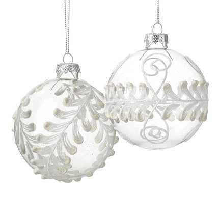 Clear Glass White Pattern Bauble image 0