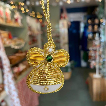 Embroidered Mini White &amp; Gold Decorations image 3