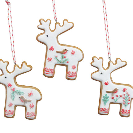 Resin Dec 7cm - `Iced` Gingerbread Reindeer, 2as image 0