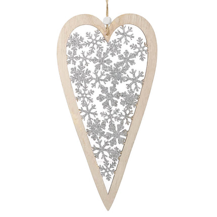 WOODEN HEART WITH CUT OUT SNOWFLAKES image 0