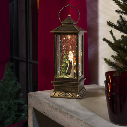 Vintage Christmas Light Up Lantern with Santa &amp; Tree image 2