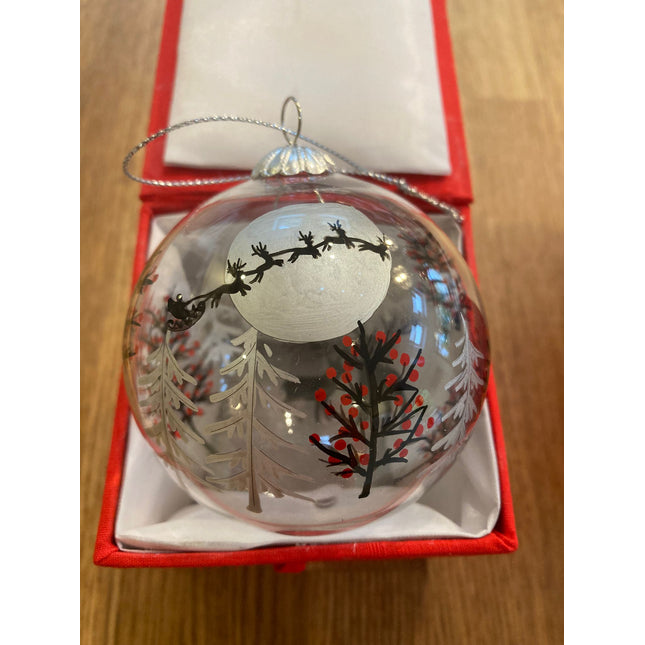 Hand painted Glass Bauble -Woodland Silohuette image 0