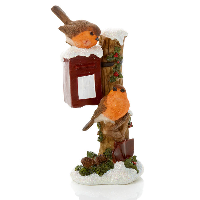 18cm Robins on Post Box Ornament