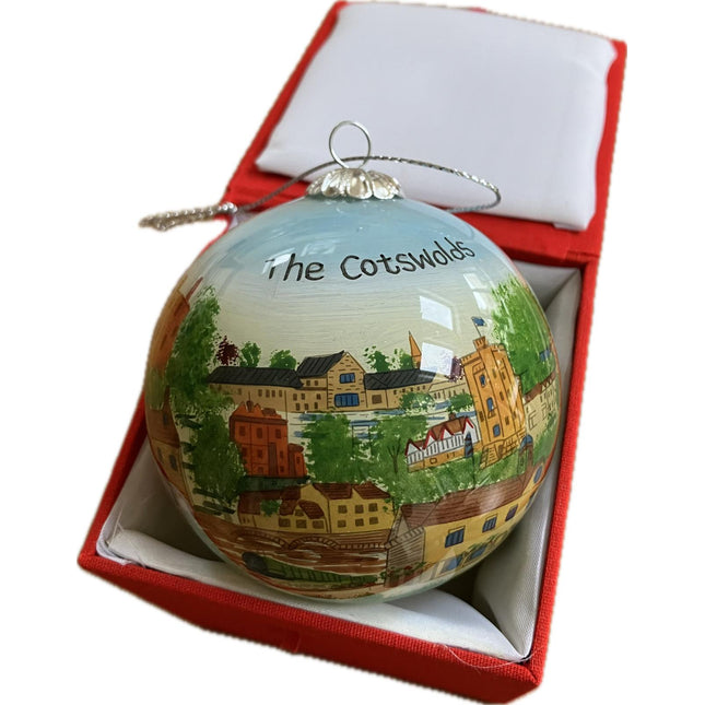 Handpainted Bauble, Cotswolds Scene