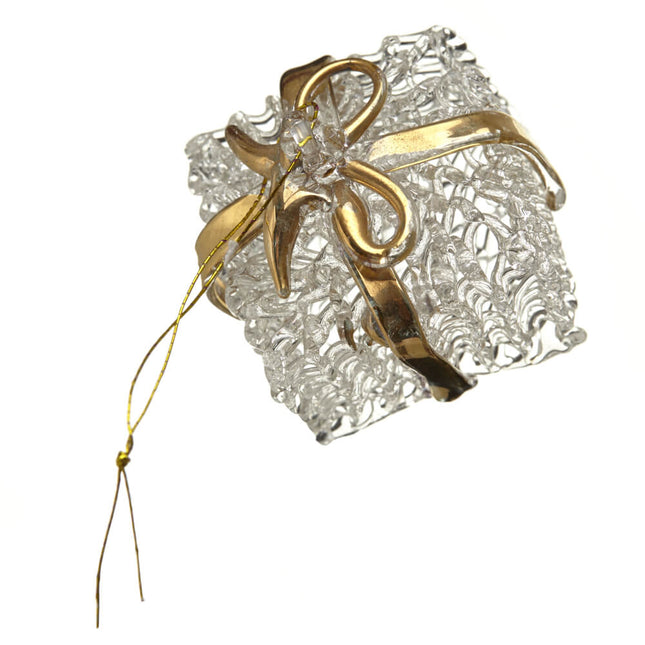 LARGE GLASS PRESENT GOLD RIBBON image 0