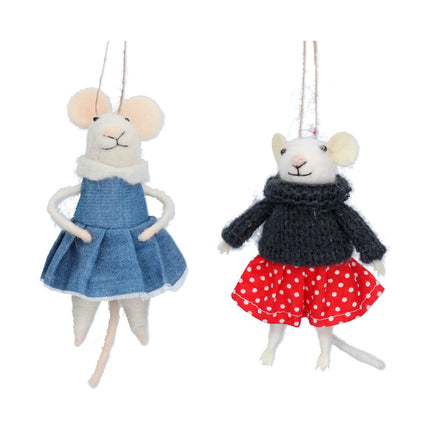 Wool Mix Mice with Jumper/Dress Decoration image 0
