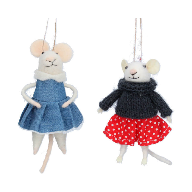 Wool Mix Mice with Jumper/Dress Decoration image 0