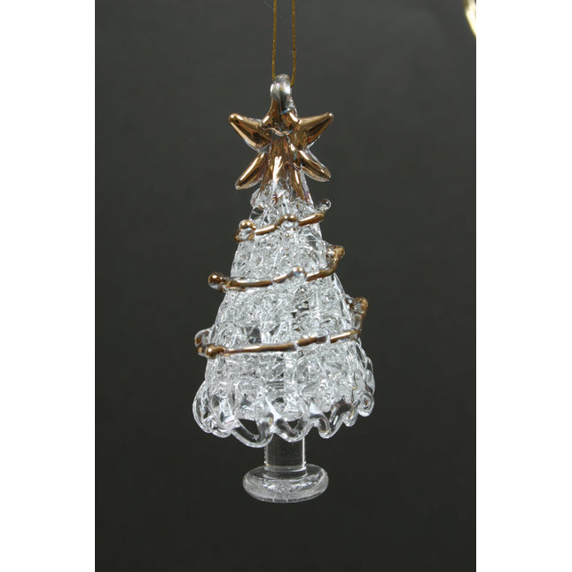 GLASS CHRISTMAS TREE WITH GOLD GARLAND image 0