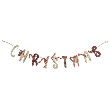 RED &amp; WHITE CHRISTMAS WOODEN GARLAND image 0