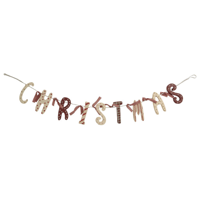 RED &amp; WHITE CHRISTMAS WOODEN GARLAND image 0