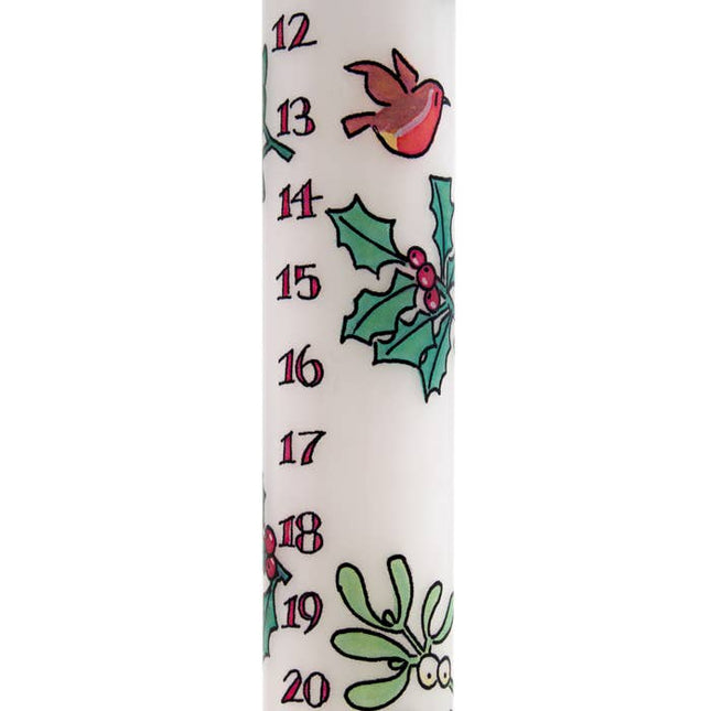 Holly and Ivy Advent Candle by Alison Gardiner, Dinner Candle