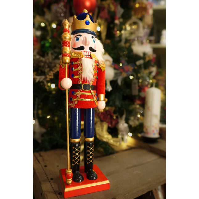 Royal Red and Blue Hand-painted Wooden Nutcracker