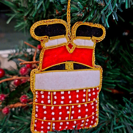 Santa Stuck in Chimney Hanging Decoration