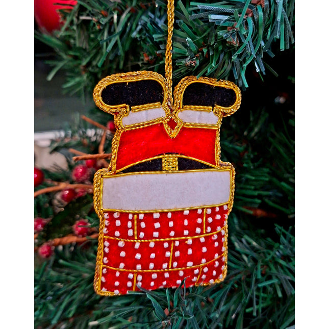 Santa Stuck in Chimney Hanging Decoration