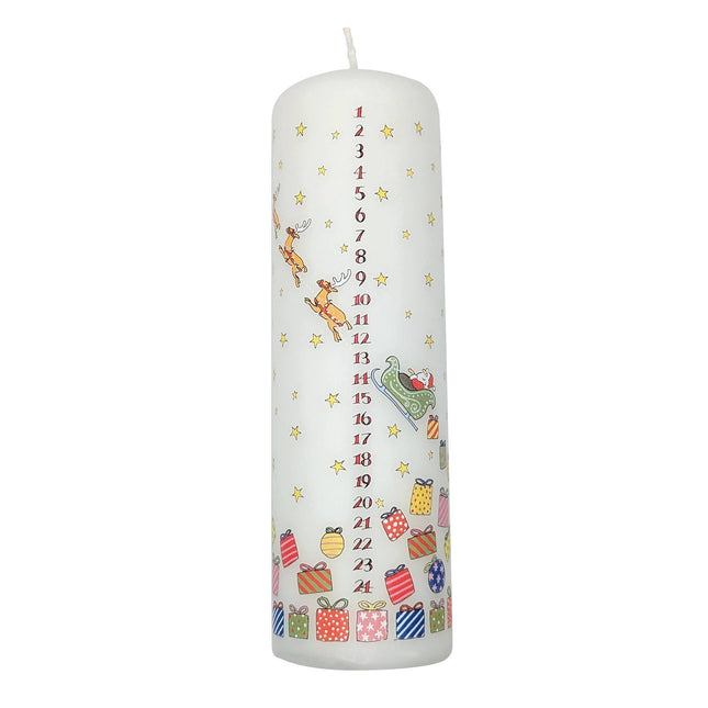 Santa's Sleigh Advent Candle by Alison Gardiner, Large Pillar