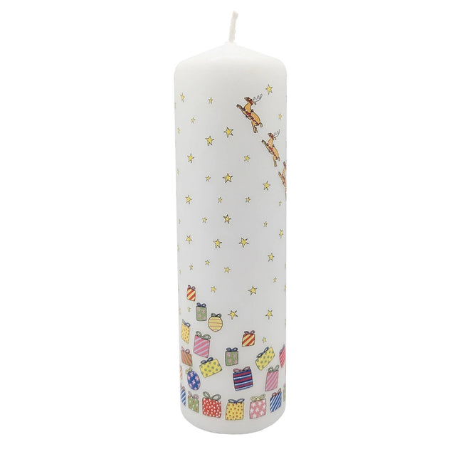 Santa's Sleigh Advent Candle by Alison Gardiner, Large Pillar