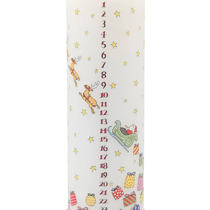 Santa's Sleigh Christmas Large Pillar Advent Candle