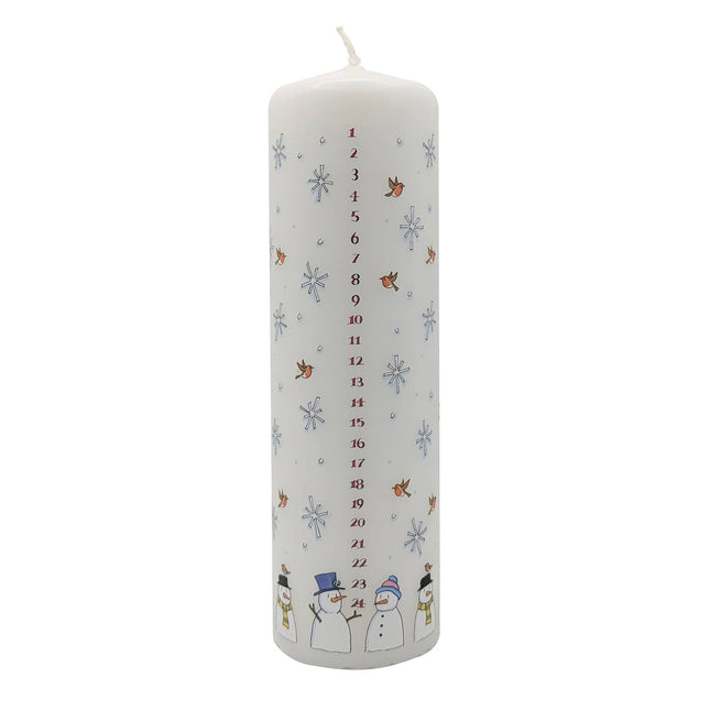 Snowmen Advent Candle by Alison Gardiner, Large Pillar