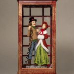 Water Lantern (Red) Telephone Box with Dickensian Couple - Image 3